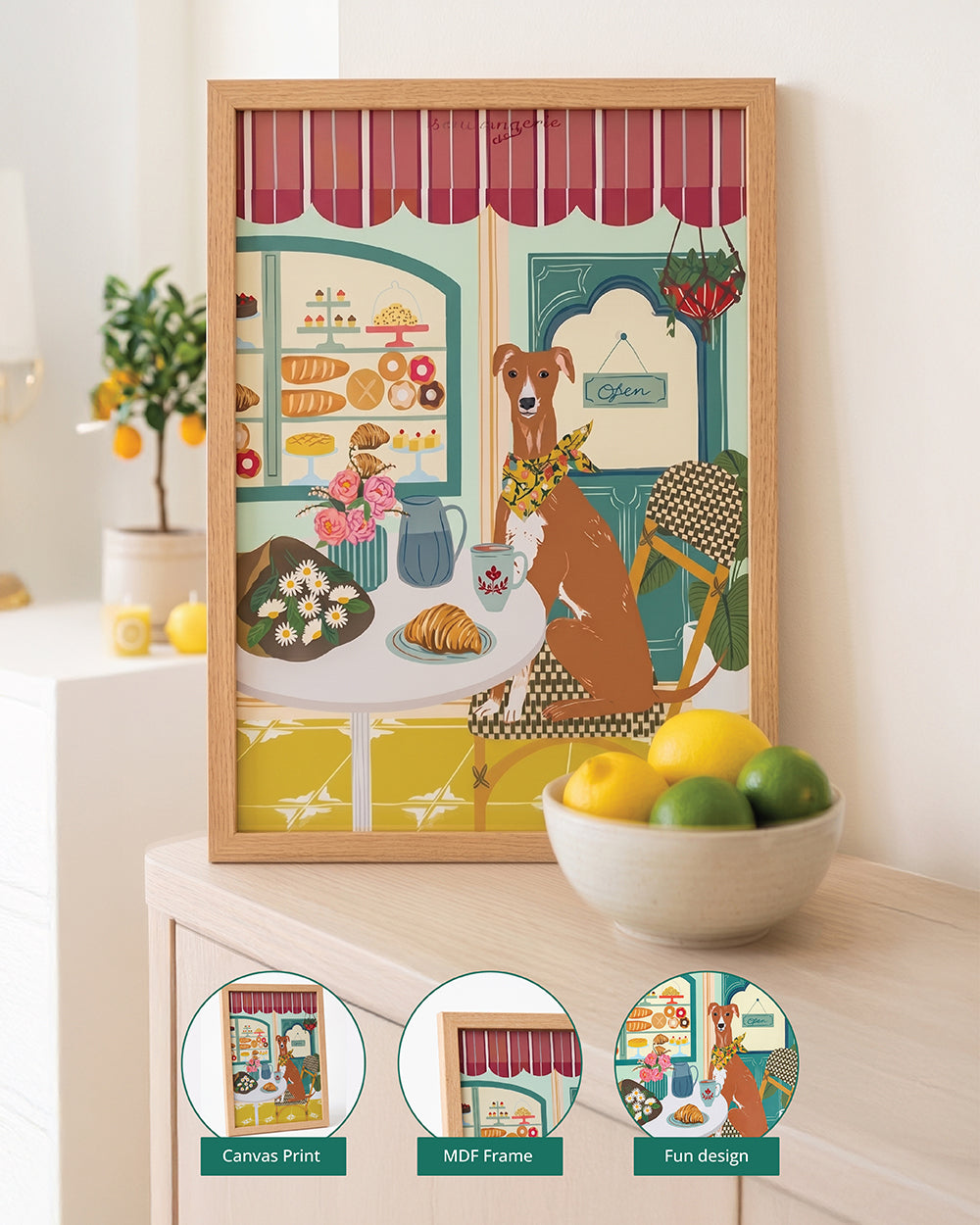 Florentine Hound Wall Frame, 30x40cm| Citrus Zest