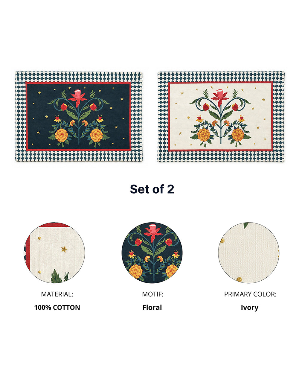 Guldasta & Gossip Placemats Set of 2 | Haveli Socials