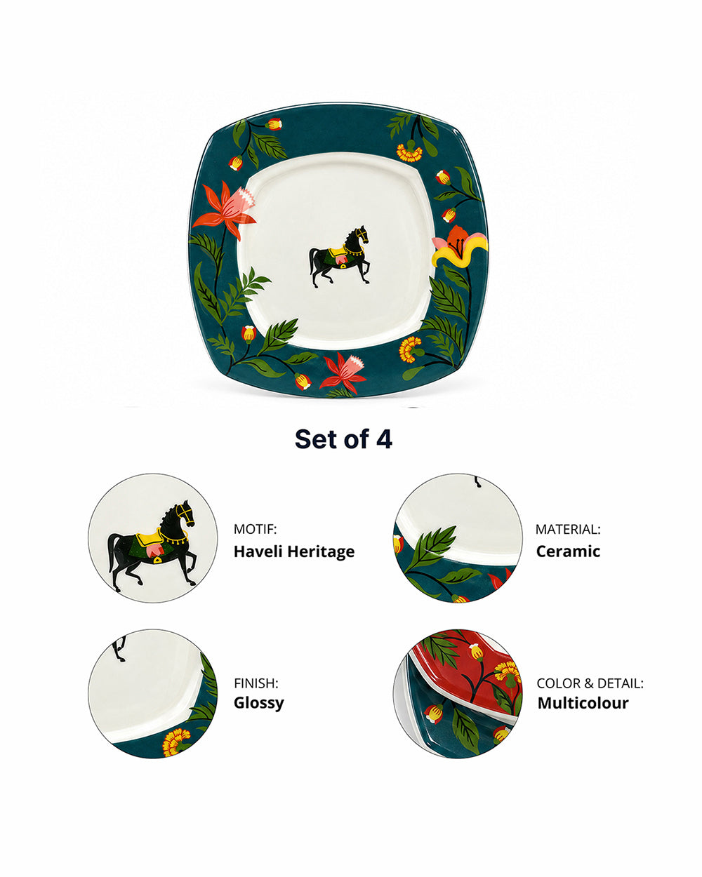 CharBagh Quarter Plates Set of 4 | Haveli Socials