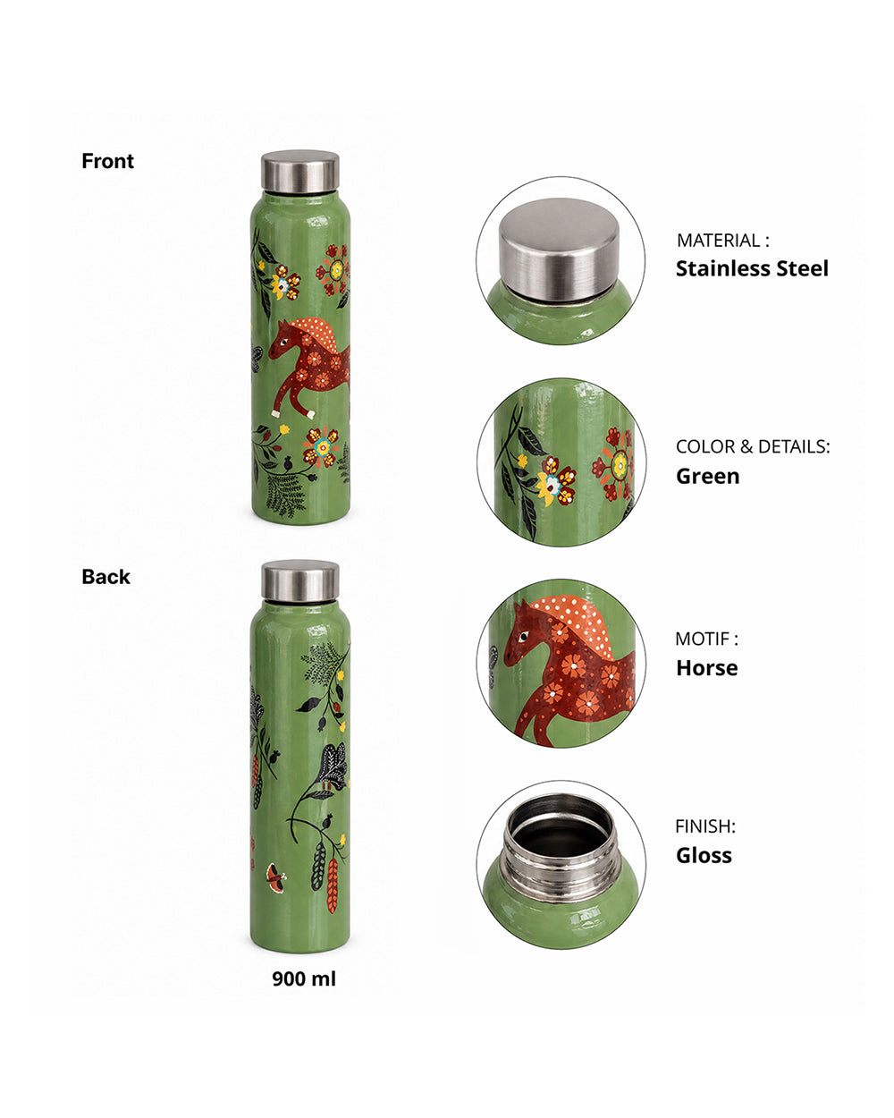 The Knight Steel Sipper - 900 ml, Handpainted | Forest Folklore
