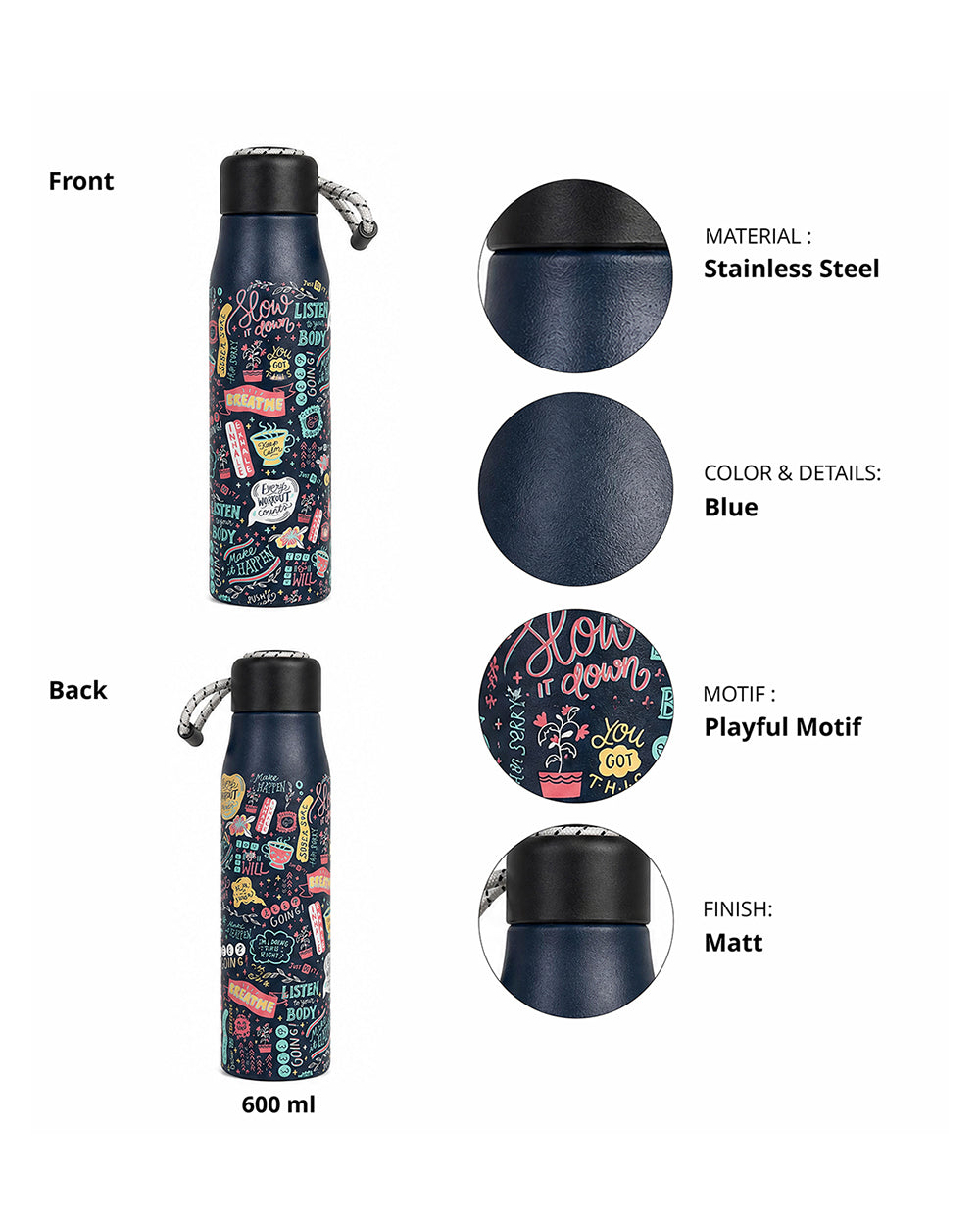 Things Indians Say Insulated Steel Sipper - 600 ml | Forest Folklore