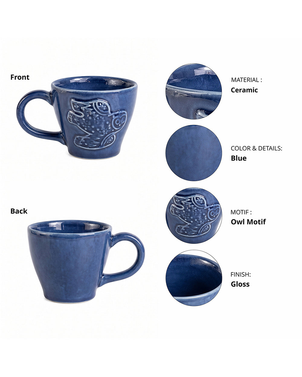 Wise Owl Embossed Mug | Forest Folklore