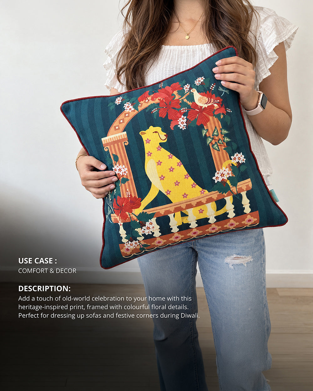 Jharoka Scenes Cushion Cover | Haveli Socials