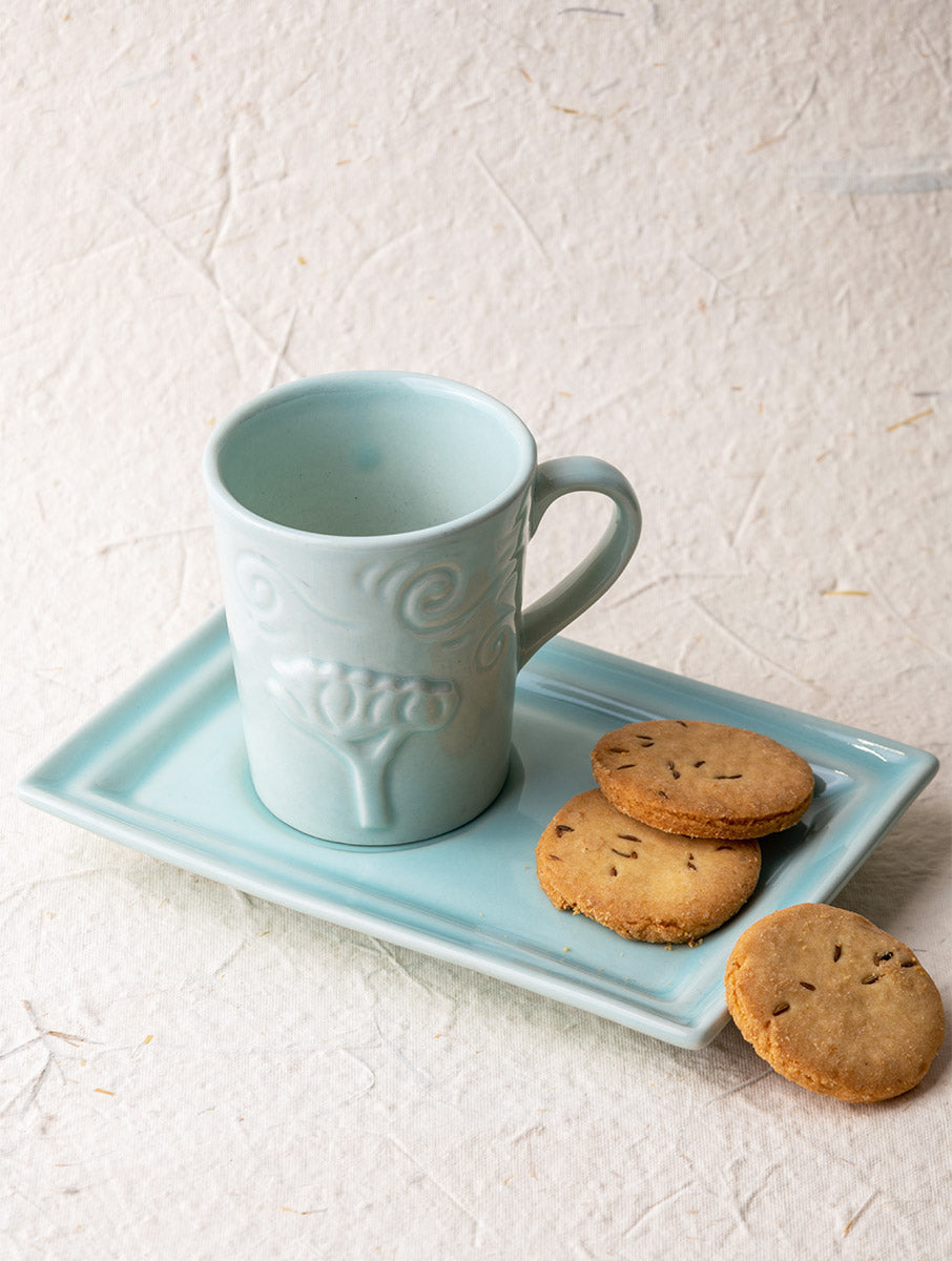 Breeze Tea-time, Mug & Platter Set of 2 - Blue