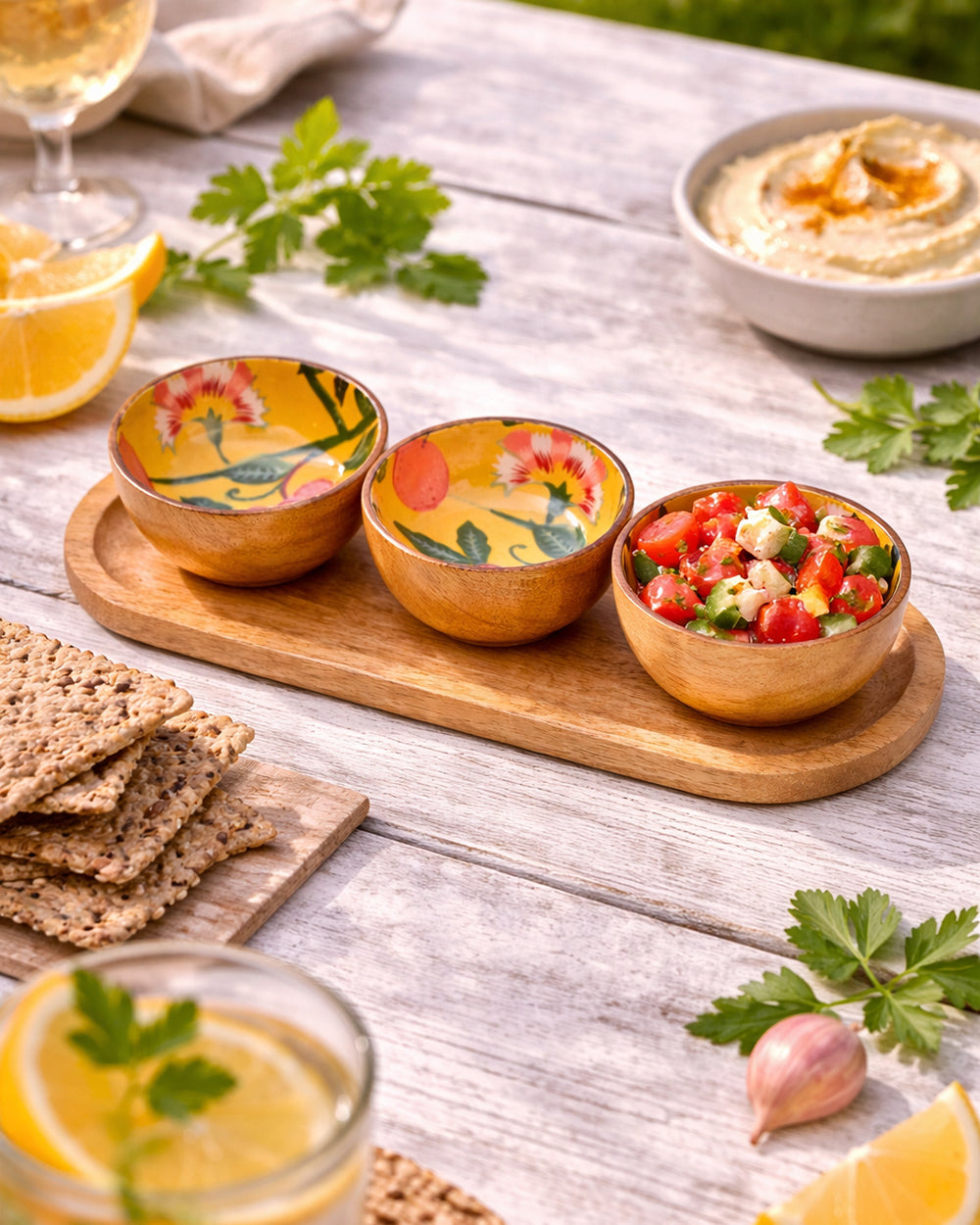 Limonata Trio Wooden Bowl Set | Citrus Zest