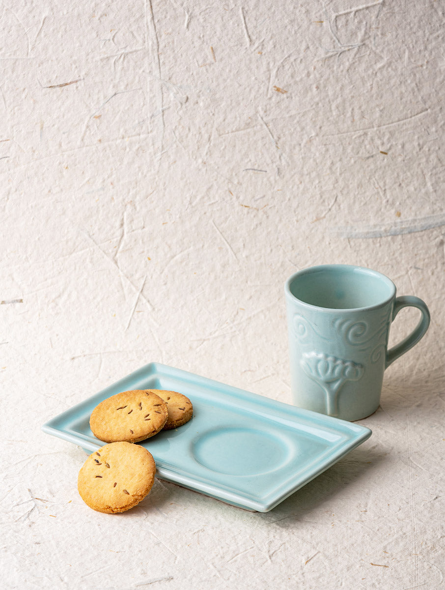 Breeze Tea-time, Mug & Platter Set of 2 - Blue
