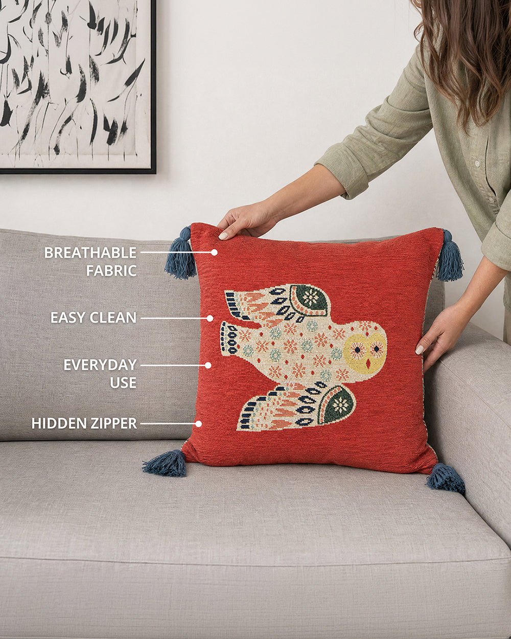The Wise Owl jacquard Cushion Cover | Forest Folklore