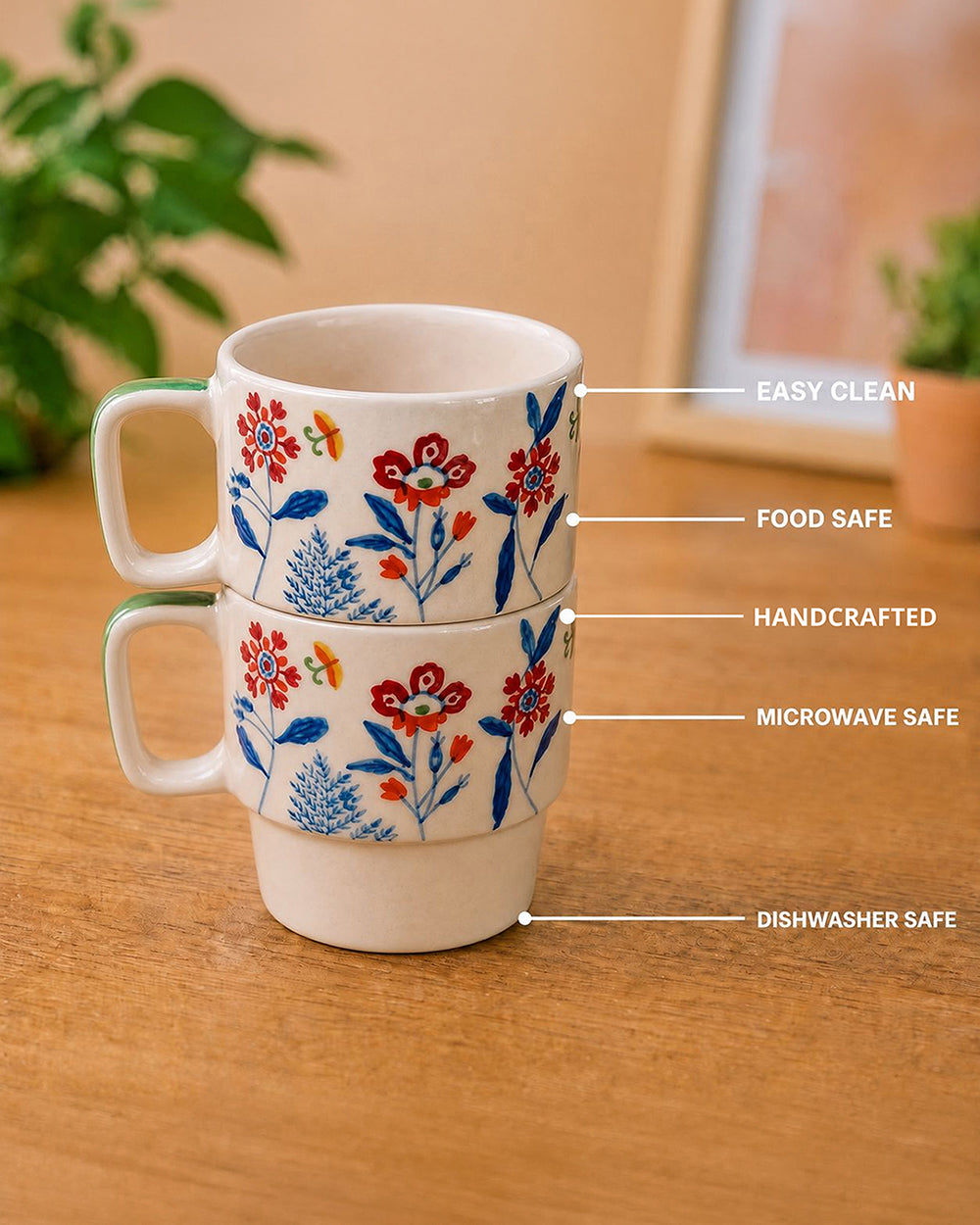 Wild Bloom Stacked Mug Set of 2 | Forest Folklore