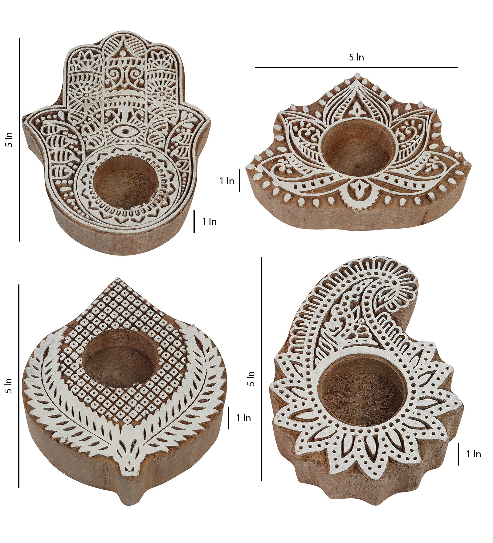 Festive Mangowood Tea-light Set of 4