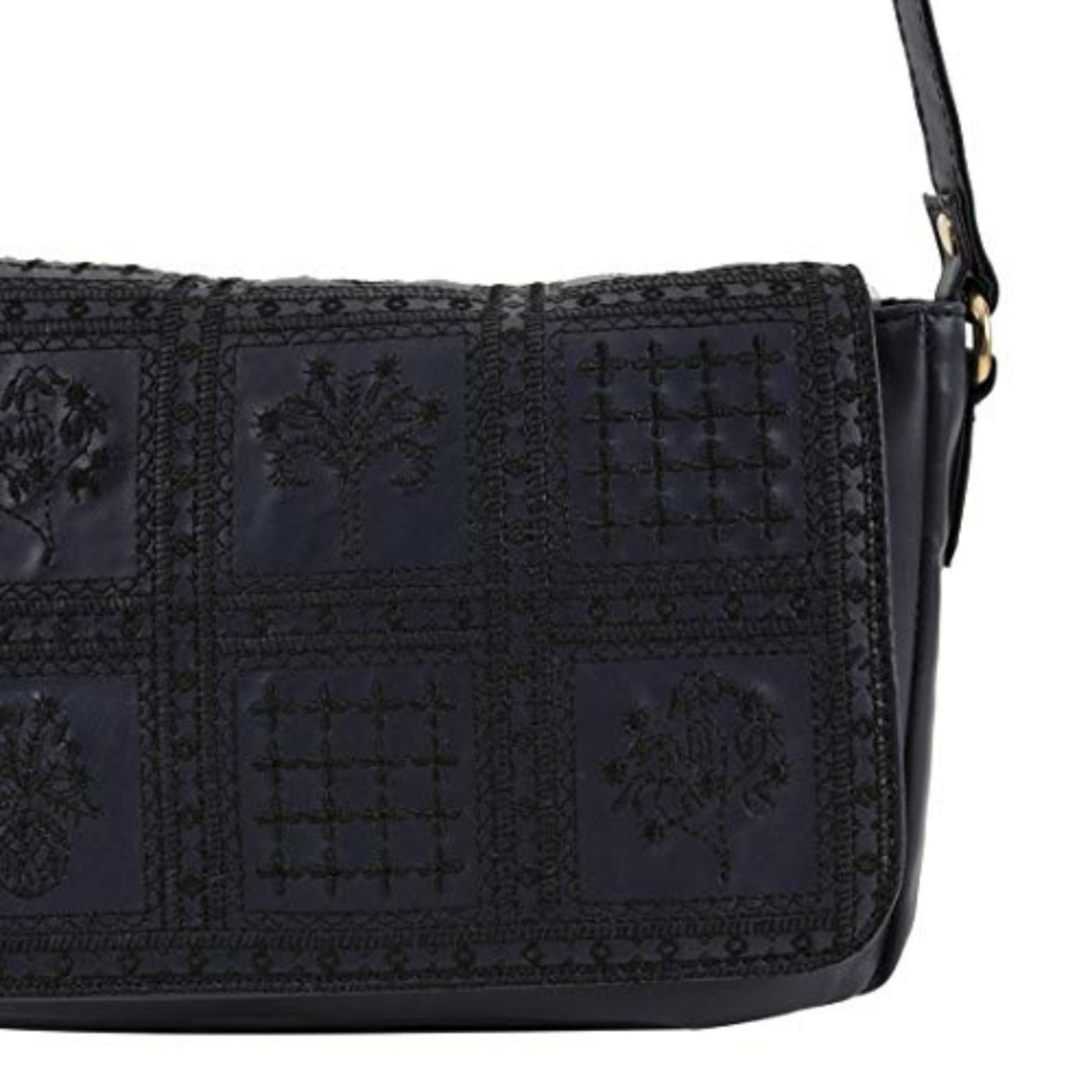 Vintage Embroidered Crossbody Bag 'Navy Blue
