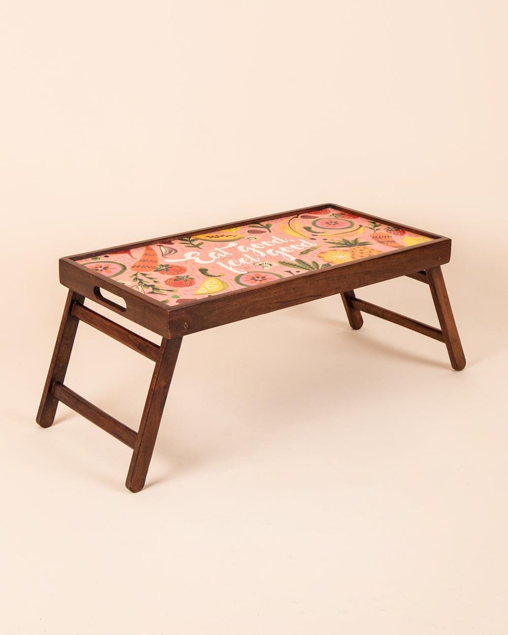 Chumbak Eat Good , Feel Good Foldable Breakfast Tray - Peach