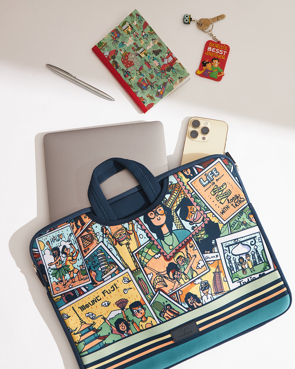 TEAL By Chumbak Around the world Laptop Sleeve - 13inch