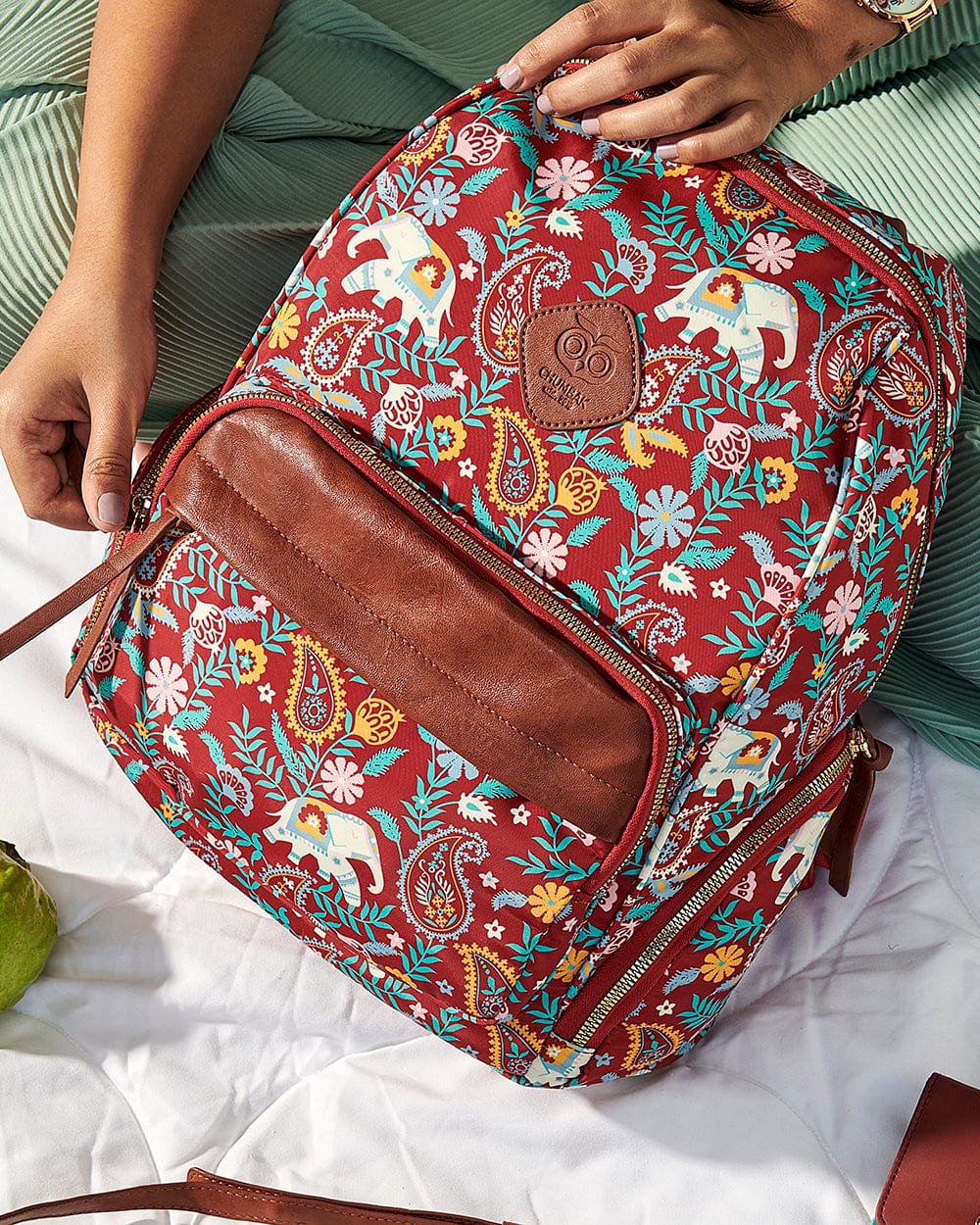 Chumbak India Boho Paisley, Backpack-Red