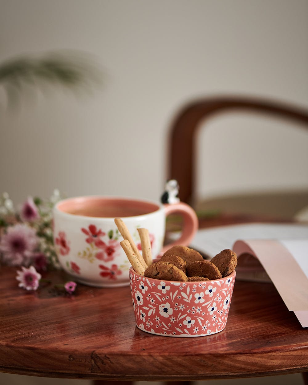 Chumbak Blooms & Blossoms Snack Bowl, Peach