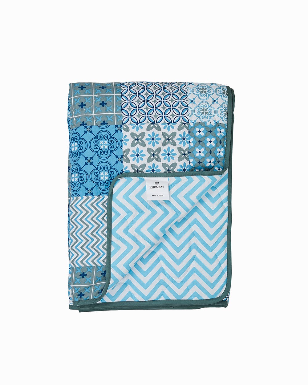 Chumbak Egypt Patchwork Blue Comforter- Single Bed