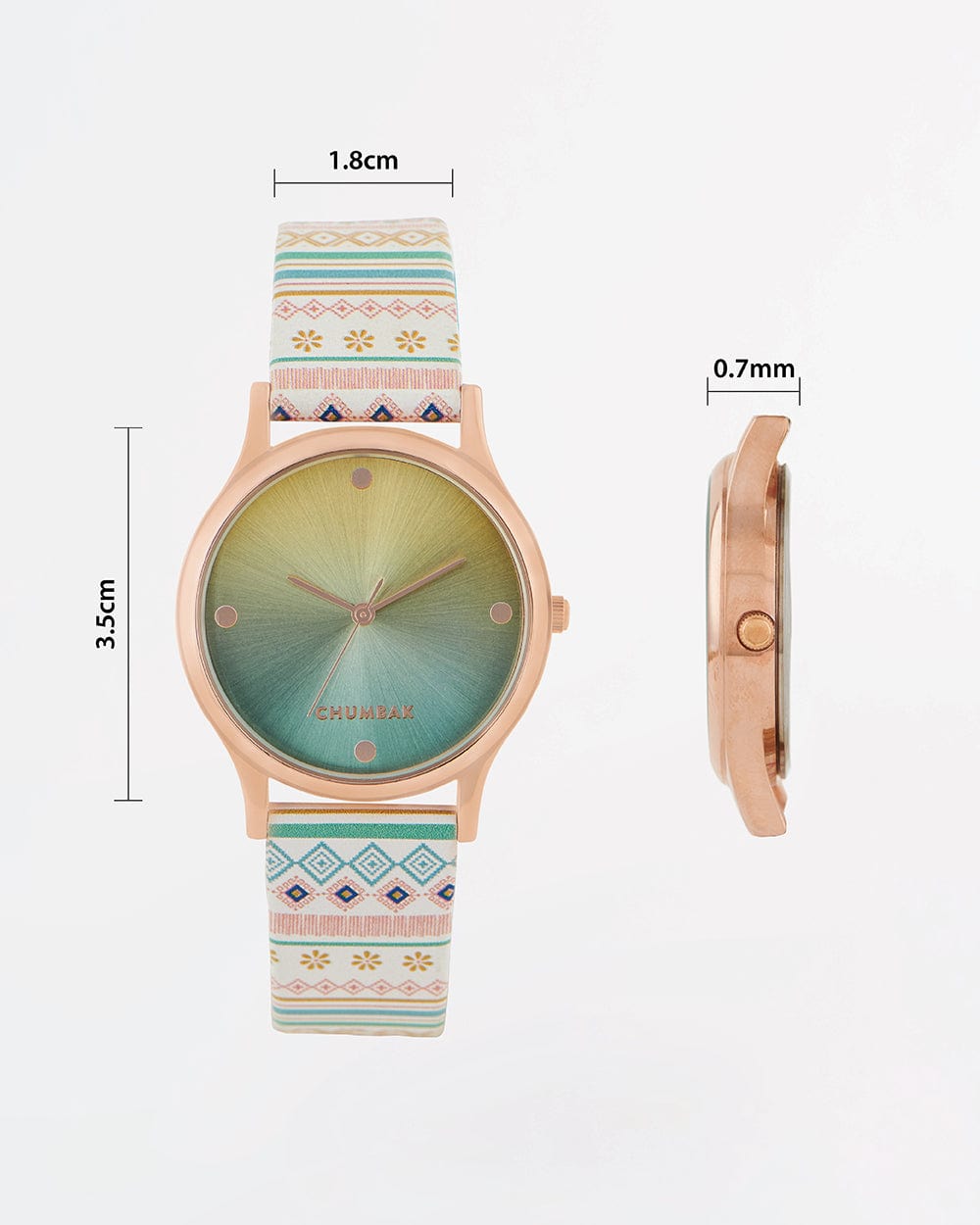 Chumbak TEAL by Chumbak Ombre Aztec Watch-White