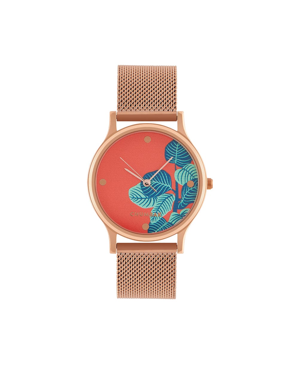 Chumbak TEAL by Chumbak Bohemian Leaves Watch,Metal Mesh Strap