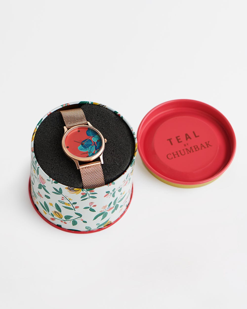 Chumbak TEAL by Chumbak Bohemian Leaves Watch,Metal Mesh Strap