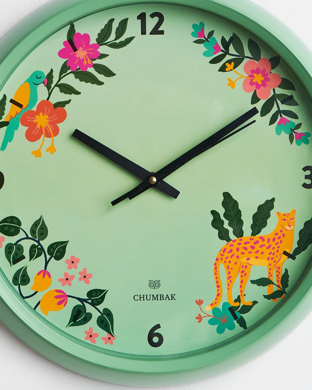Chumbak Chumbak Tropical Jungle Wall Clock - Teal rim