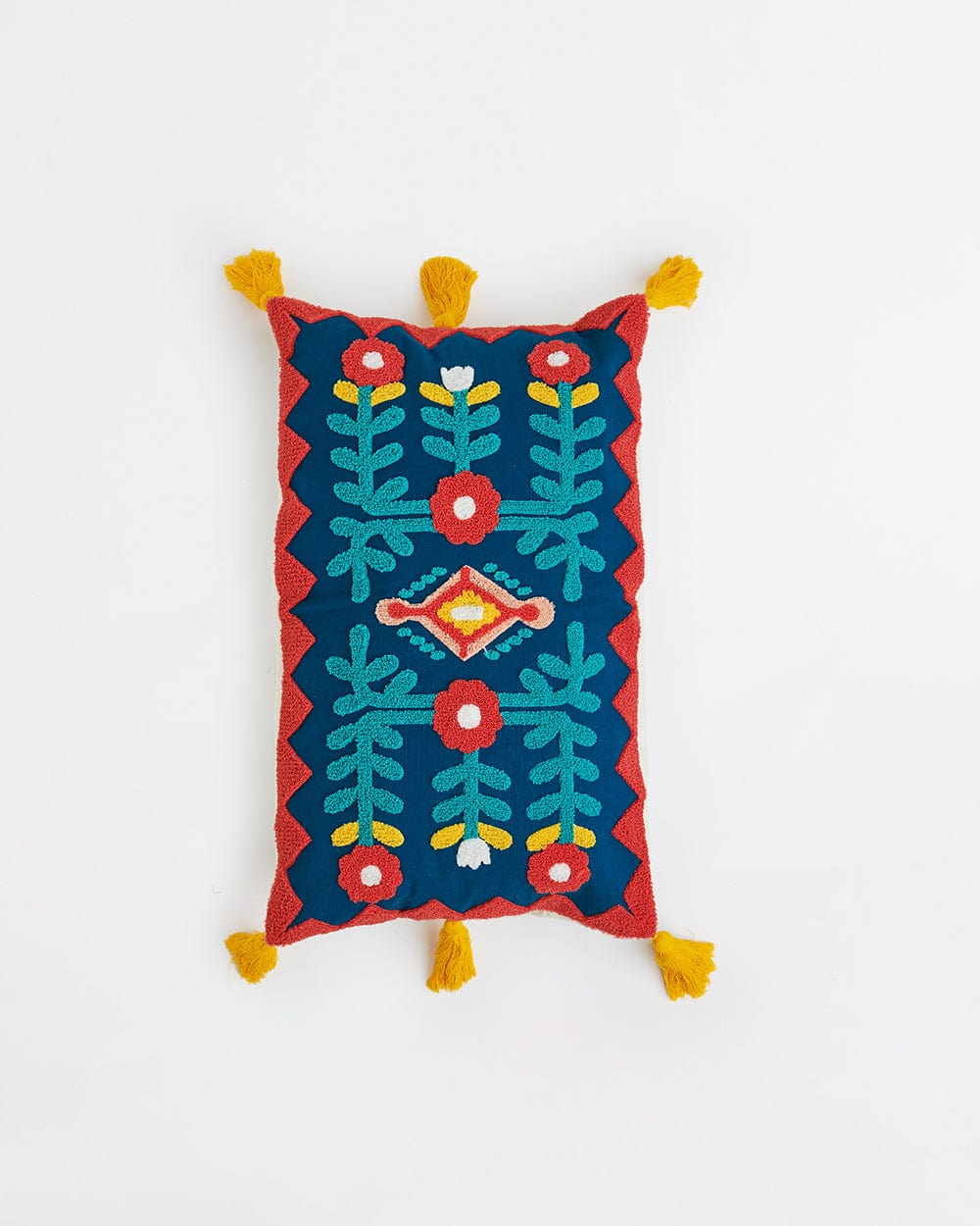 Chumbak Moroccan Mirror work Cushion with Tassele – 30X50 CM