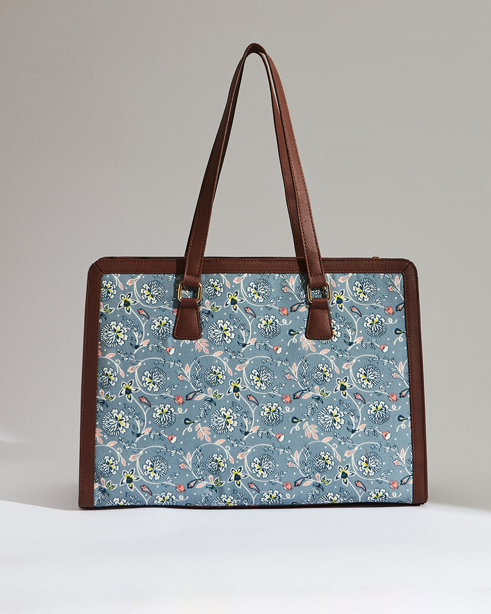 Teal by Chumbak Grey Bloom Office Tote