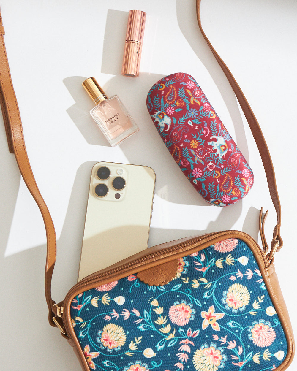 Teal by Chumbak Blue Bloom Box Sling Bag