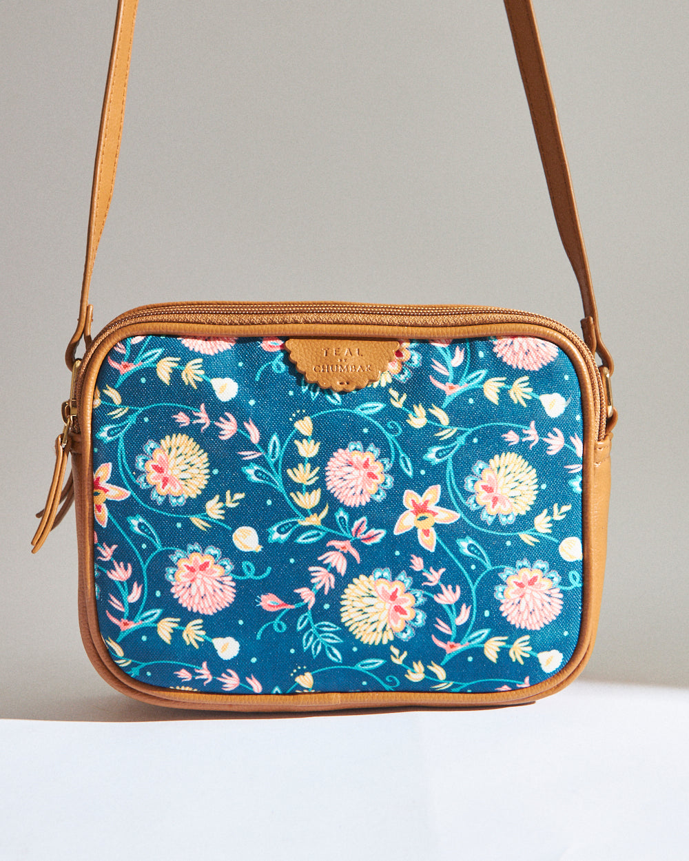 Teal by Chumbak Blue Bloom Box Sling Bag