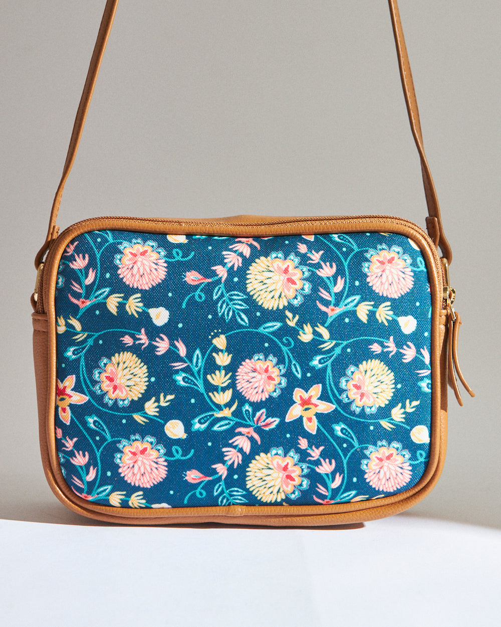 Teal by Chumbak Blue Bloom Box Sling Bag