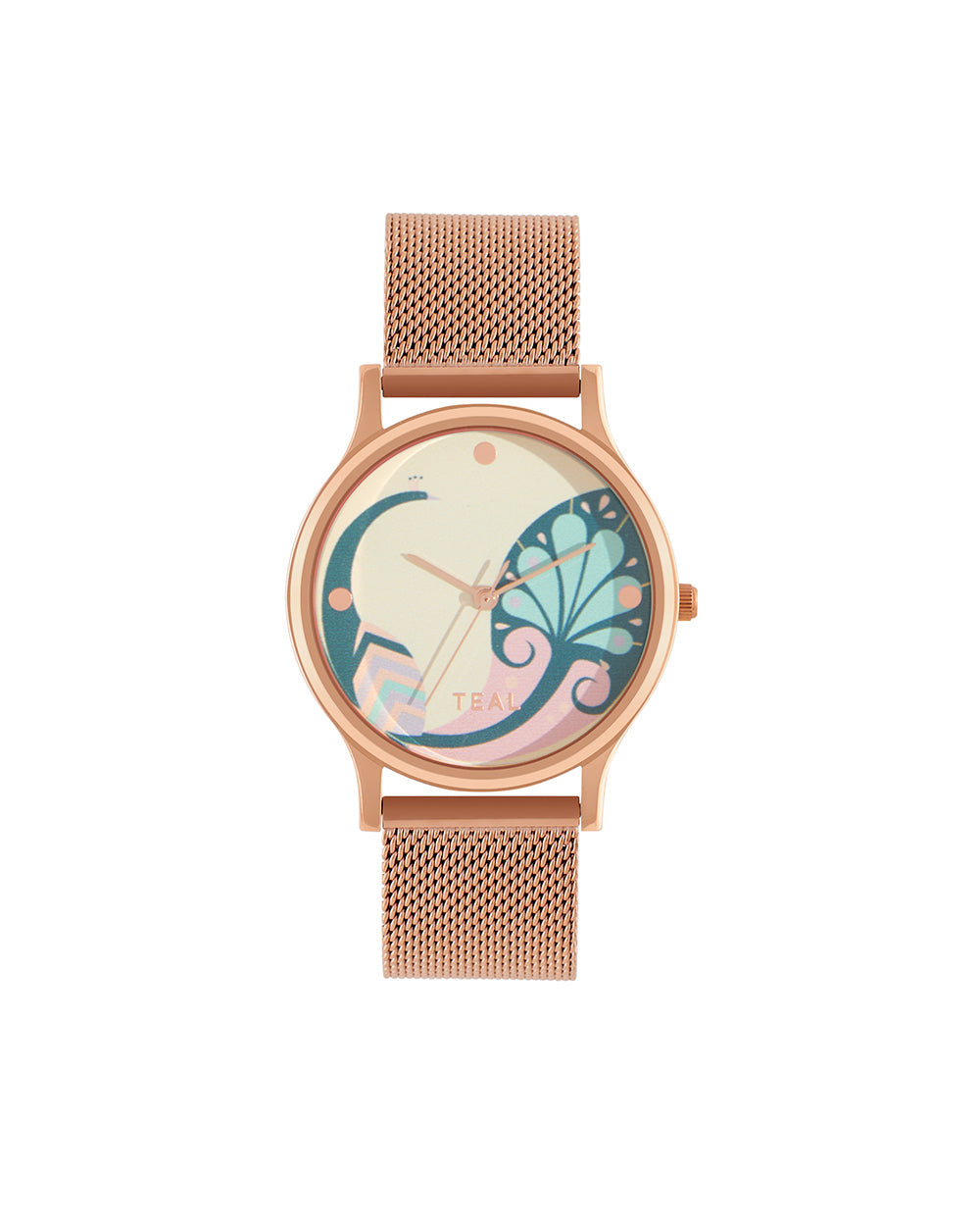 Teal By Chumbak | Urban feathers Watch - Metal Mesh Strap