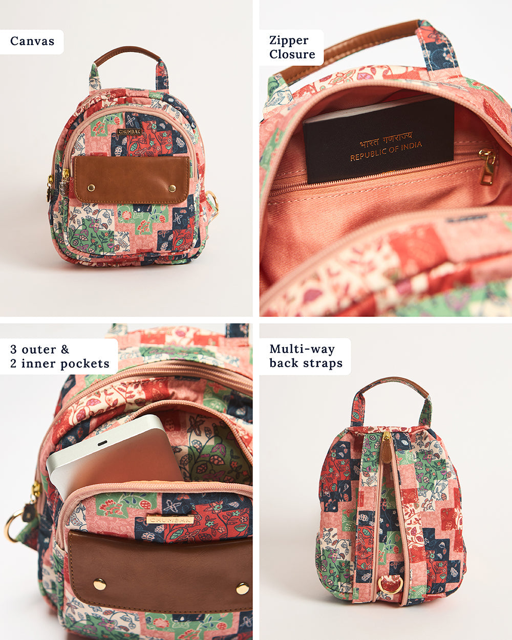Raasta Mini Backpack - Batik Patch-print