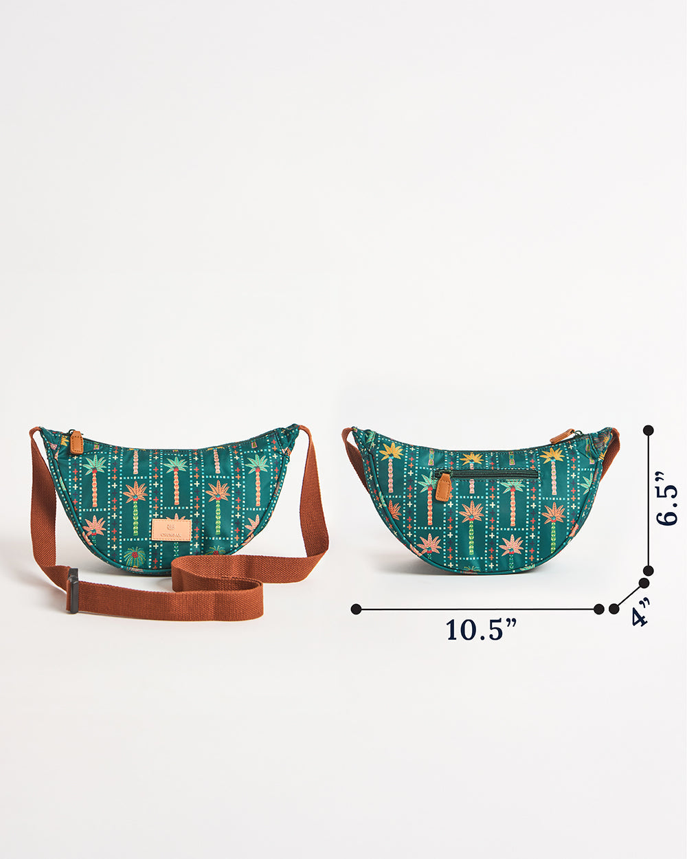 Trippy Half Moon Shoulder Bag - Palms