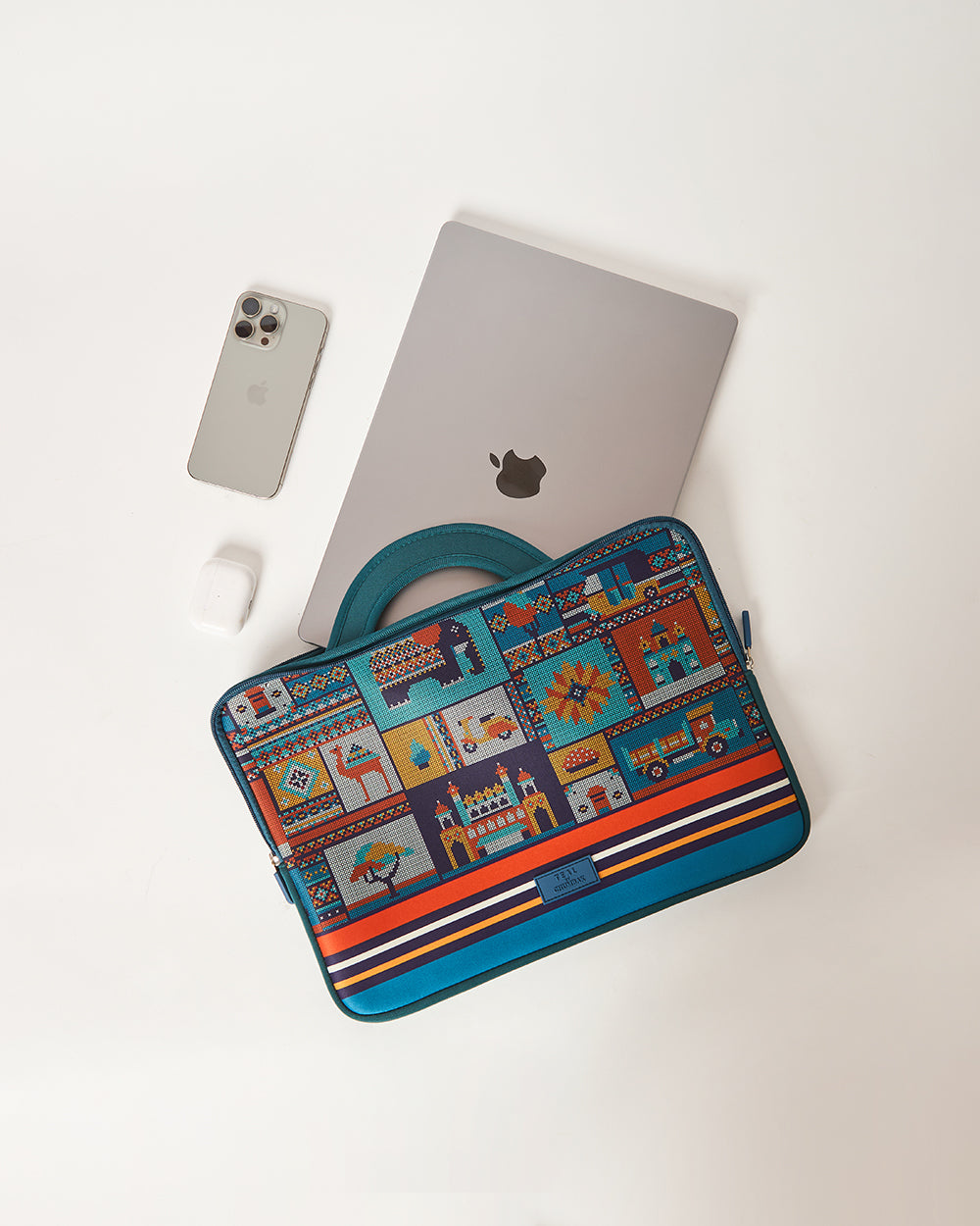 Teal by Chumbak Folk Tales Laptop Sleeve, 13"