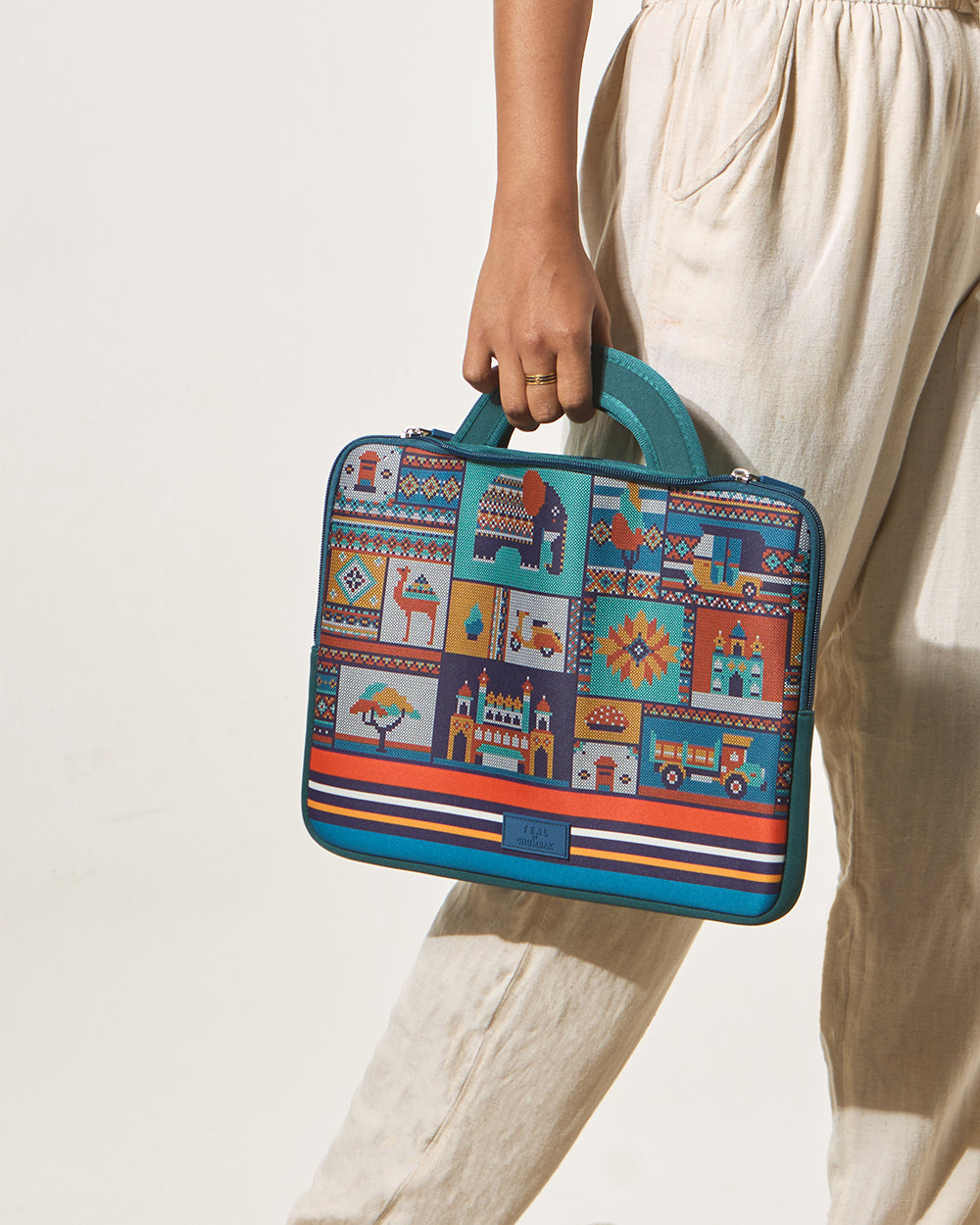 Teal by Chumbak Folk Tales Laptop Sleeve, 15"
