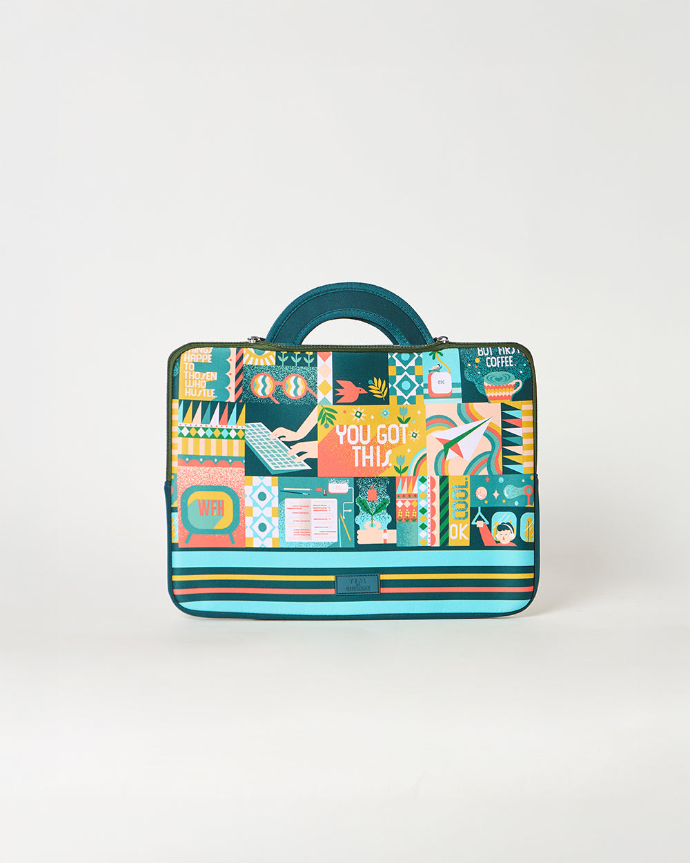 Teal by Chumbak Caffeine Hustle Laptop Sleeve, 15"