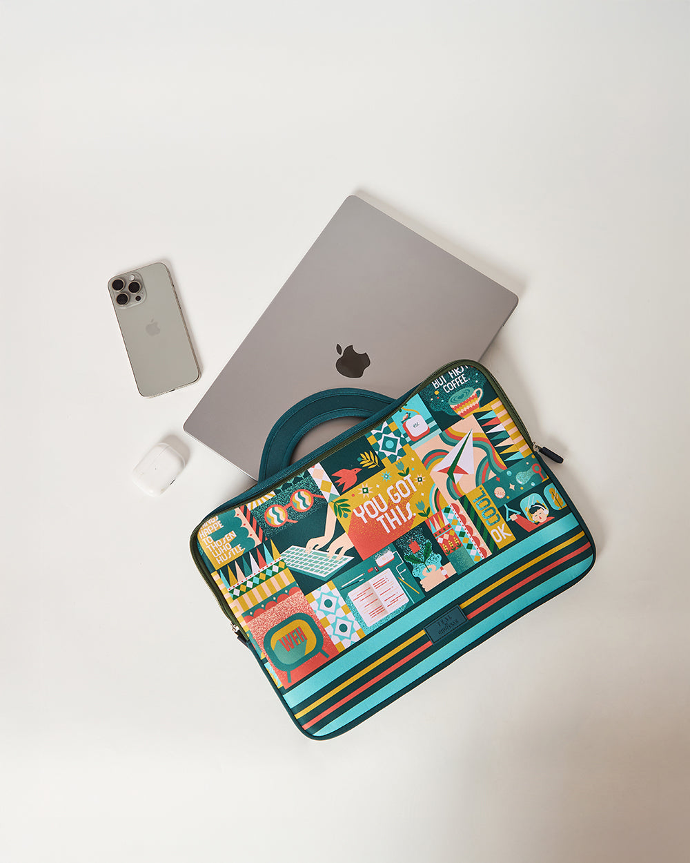 Teal by Chumbak Caffeine Hustle Laptop Sleeve, 15"