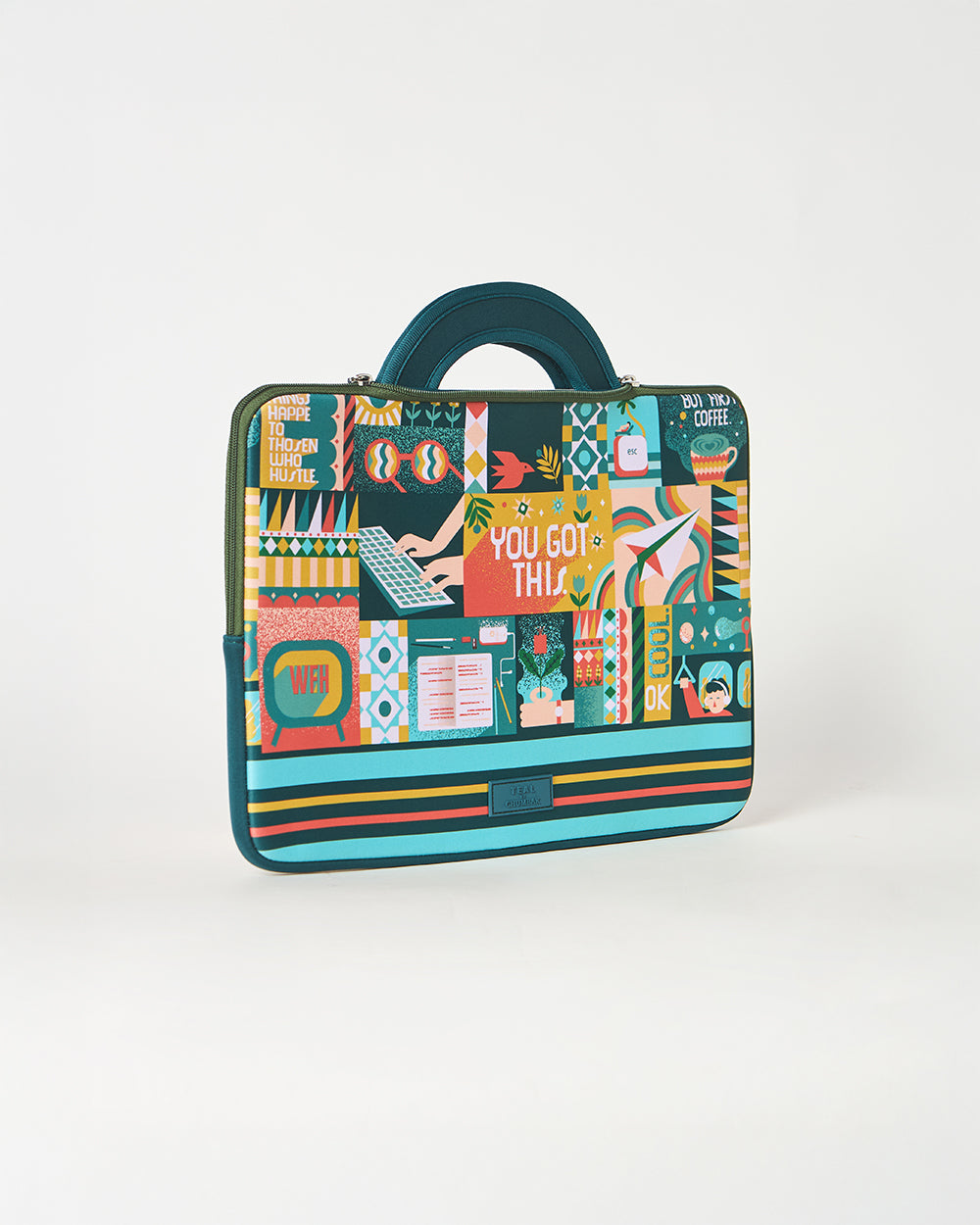 Teal by Chumbak Caffeine Hustle Laptop Sleeve, 15"