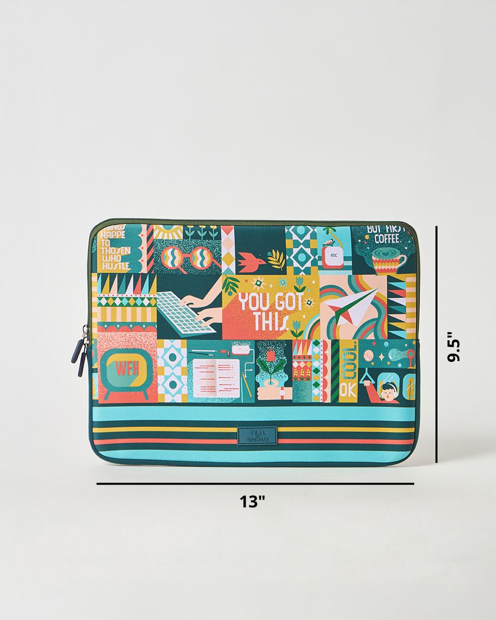 Teal by Chumbak You Got This Laptop Sleeve, 13"