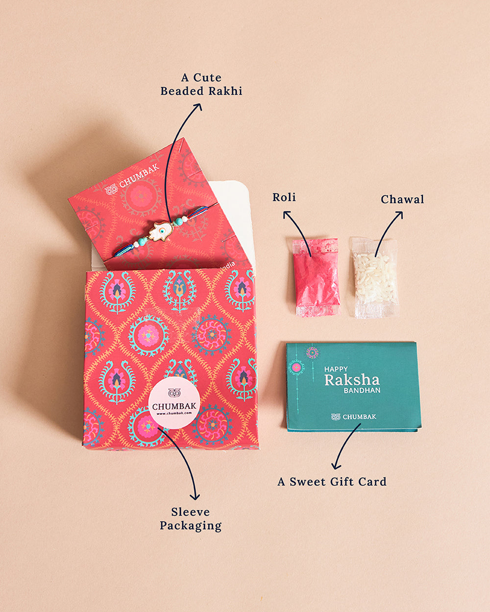 Hamsa Rakhi - Beads & Thread