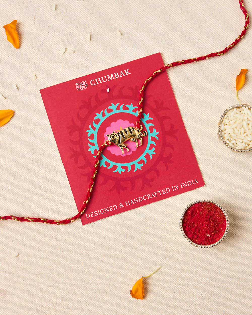 Sher Rakhi - Brass Motif