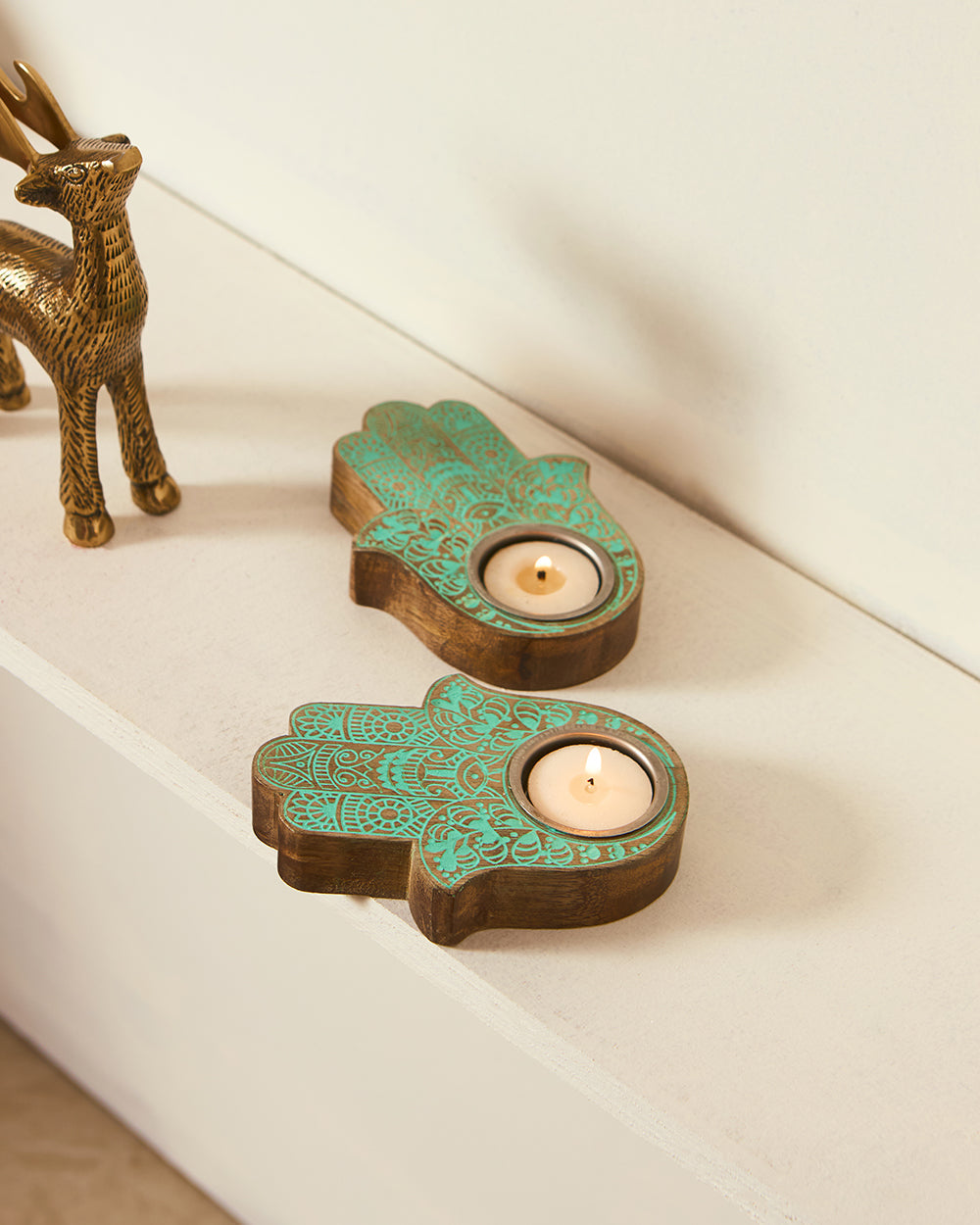 Hamsa Tea-light Holders | Set of 2