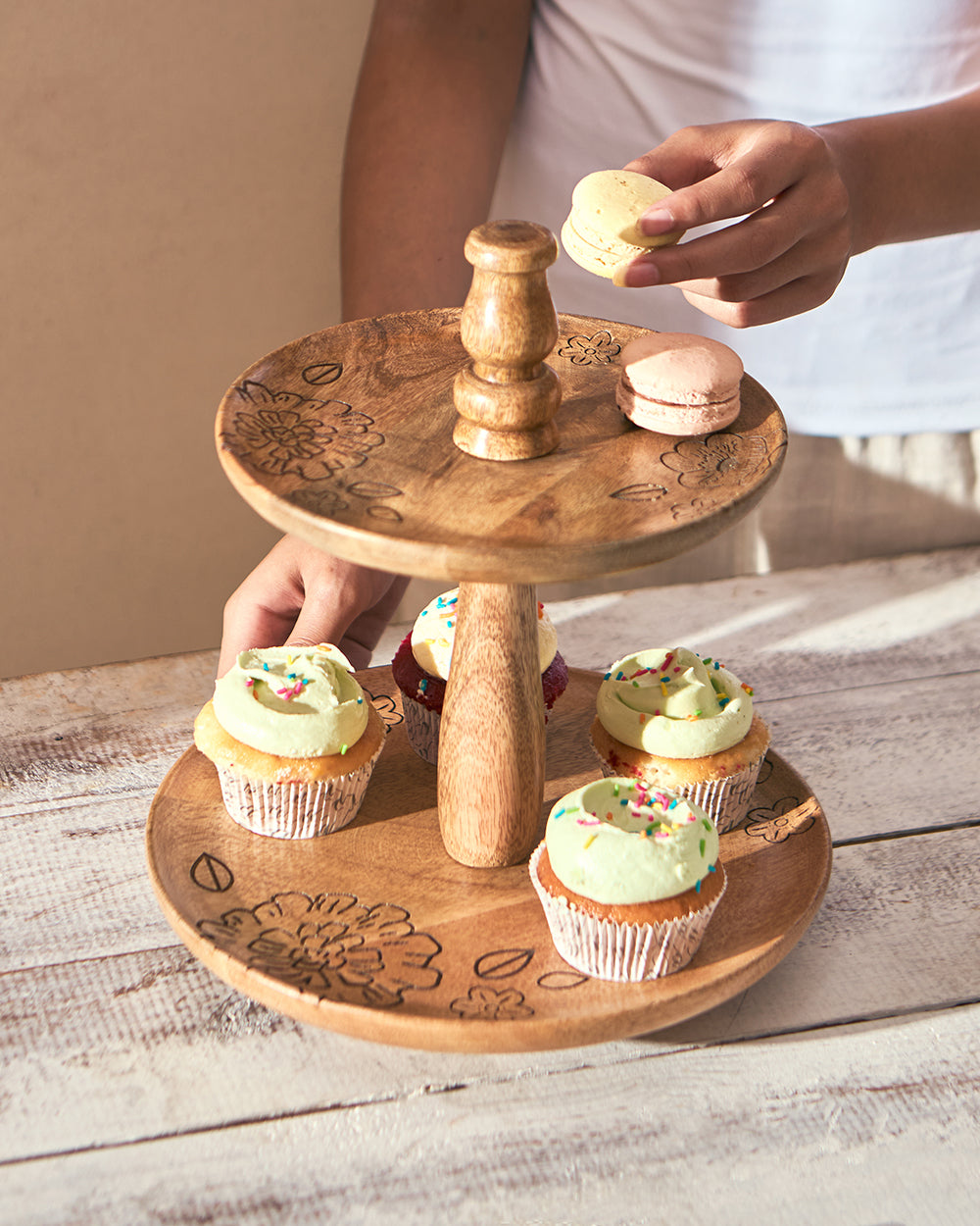 Farmhouse Wooden Serveware Stand