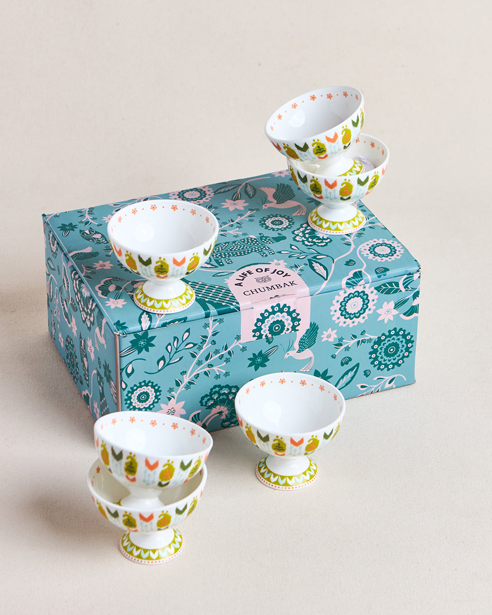 Ikat Paisley Ice cream Bowls Gift Set - Set of 6, 160 ml