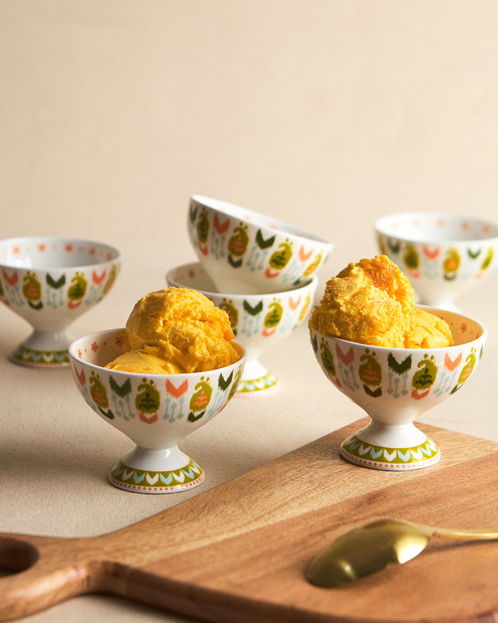 Ikat Paisley Ice cream Bowls Gift Set - Set of 6, 160 ml