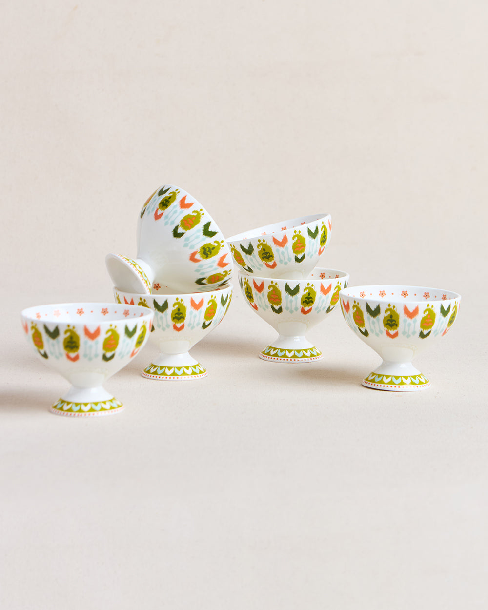 Ikat Paisley Ice cream Bowls Gift Set - Set of 6, 160 ml