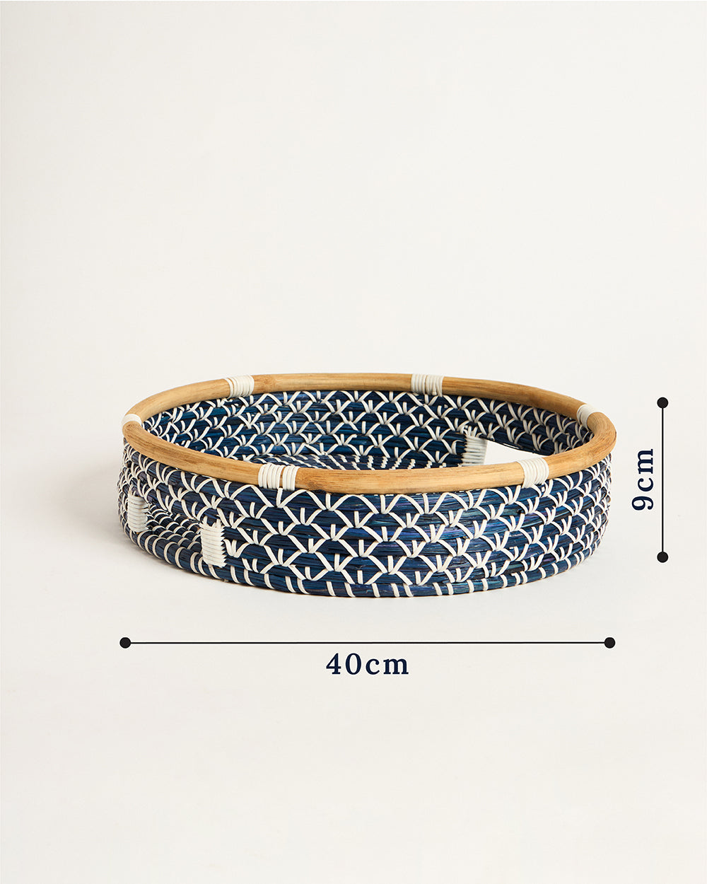 Bali Seagrass Tray, Blue - 40 cm