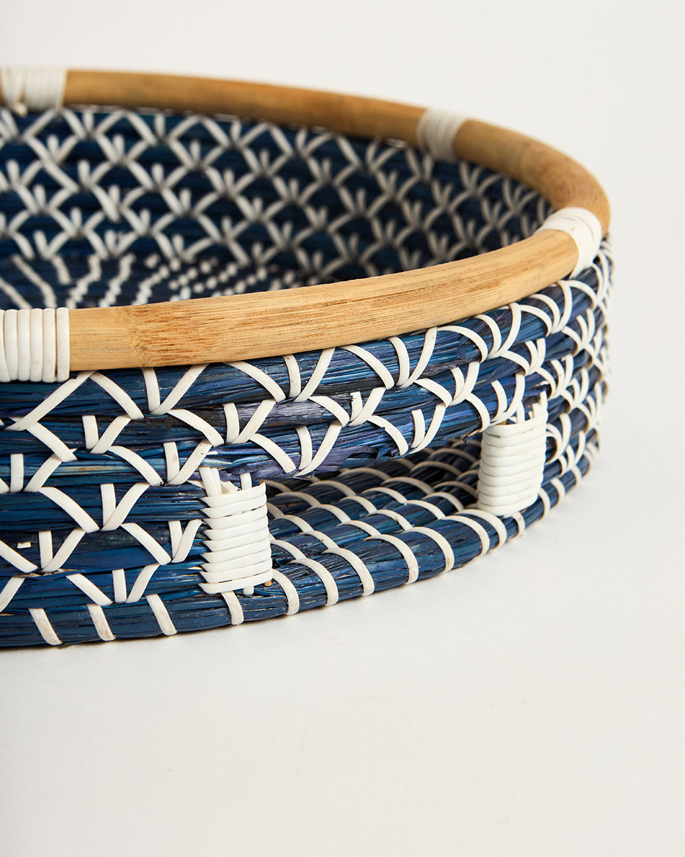 Bali Seagrass Tray, Blue - 40 cm