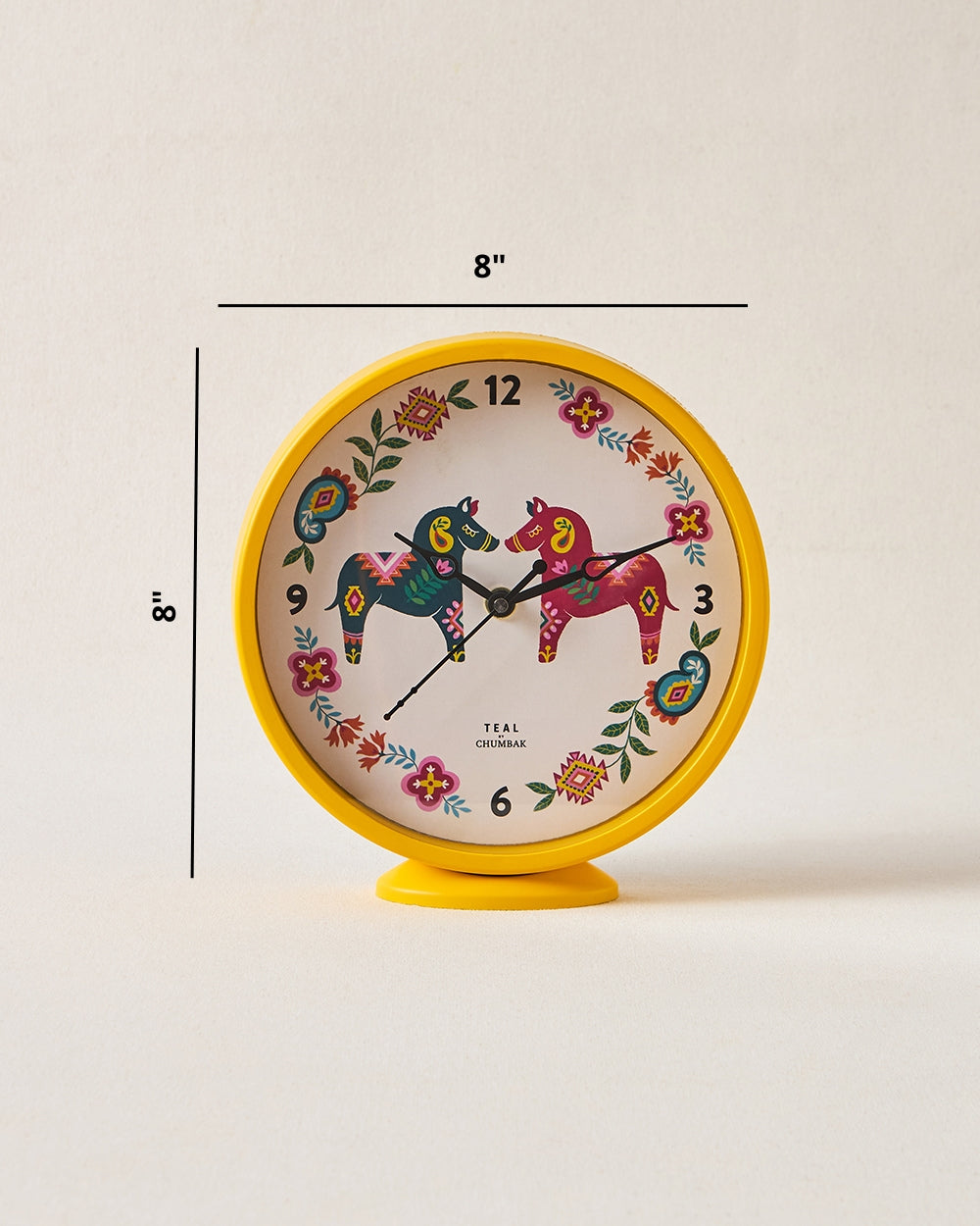 Teal by Chumbak Carnival Horses Table and Wall clock, 8' dia