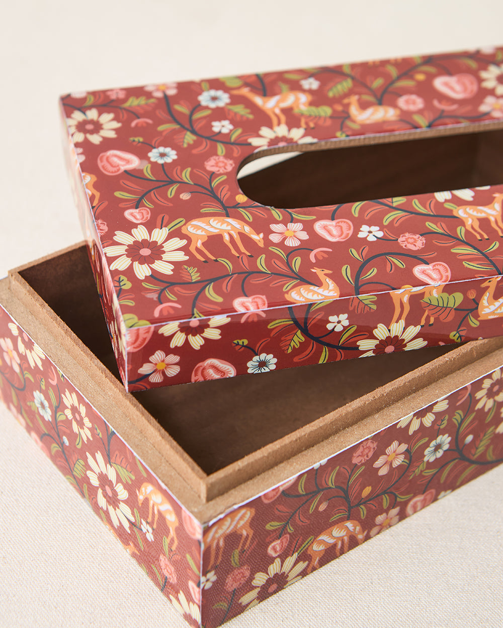 Apple Orchards Wooden Tissue Box, 9"x5" | Kashmir Trails