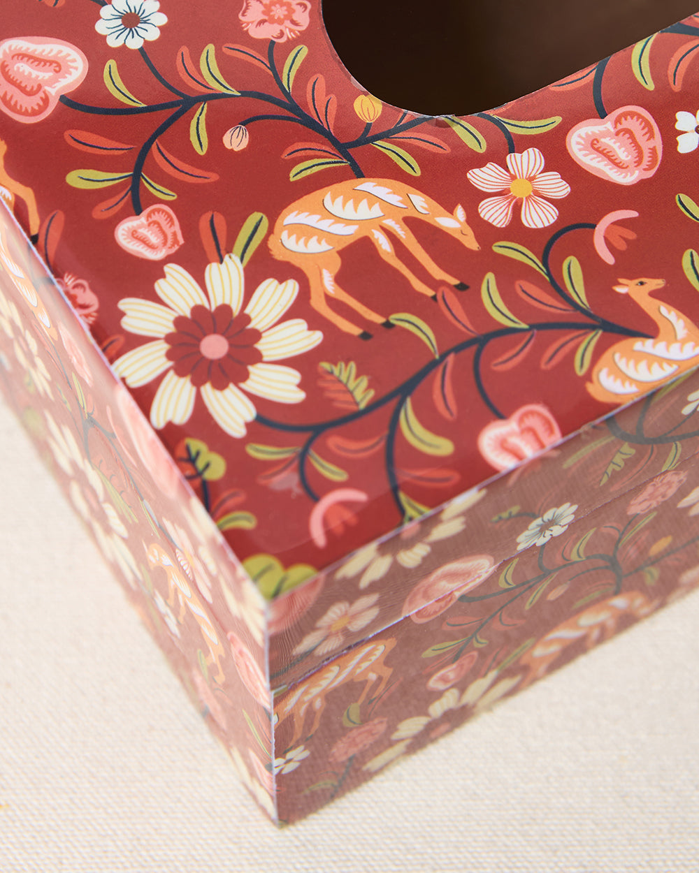 Apple Orchards Wooden Tissue Box, 9"x5" | Kashmir Trails