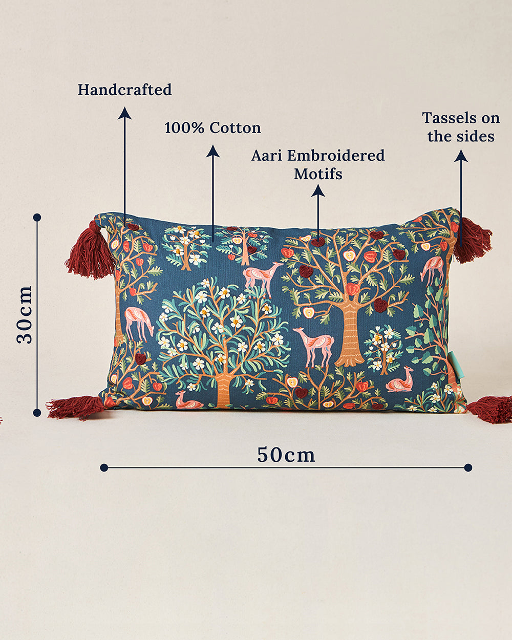 Chinar Cushion Cover, 12"x20" | Kashmir Trails